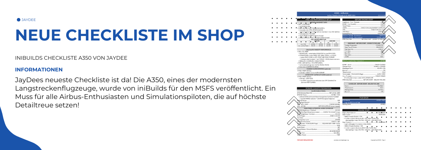 A350 - iniBuilds Checkliste